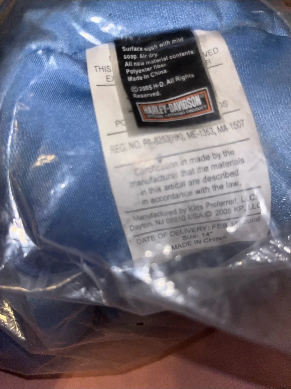 Harley-Davidson Blue Plush Hippo - Collectible Vtg NOS